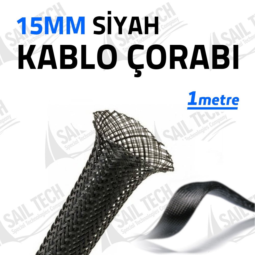 15mm Siyah Kablo Çorabı