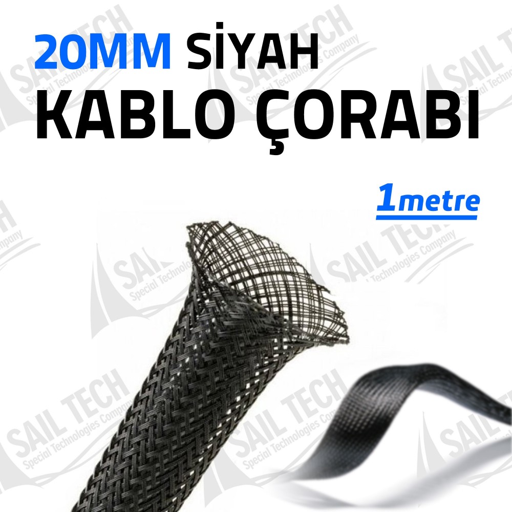 20mm Siyah Kablo Çorabı