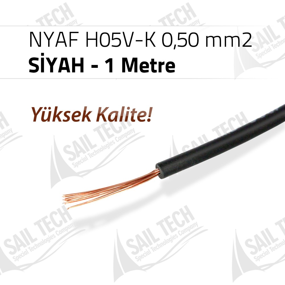 NYAF KABLO H05V-K 0,50 mm2 (Yüksek Kalite) 1 MT SİYAH