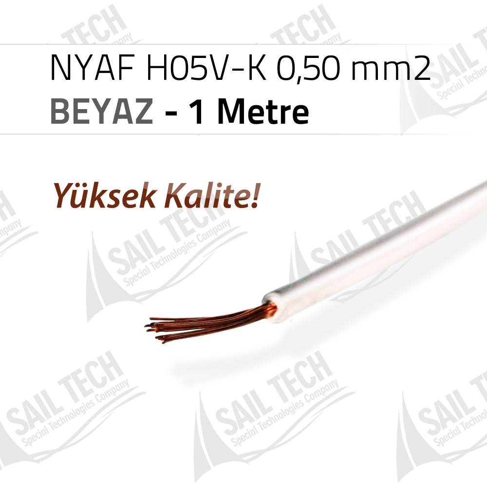 NYAF KABLO H05V-K 0,50 mm2 (Yüksek Kalite) 1 MT BEYAZ
