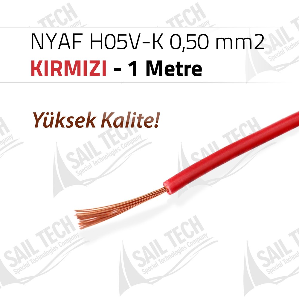 NYAF KABLO H05V-K 0,50 mm2 (Yüksek Kalite) 1 MT KIRMIZI