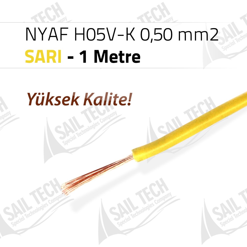 NYAF KABLO H05V-K 0,50 mm2 (Yüksek Kalite) 1 MT SARI