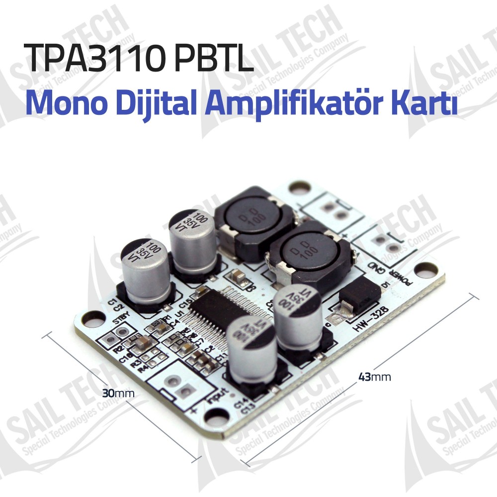 TPA3110 PBTL Mono Dijital Amplifikatör Kartı 1X30W