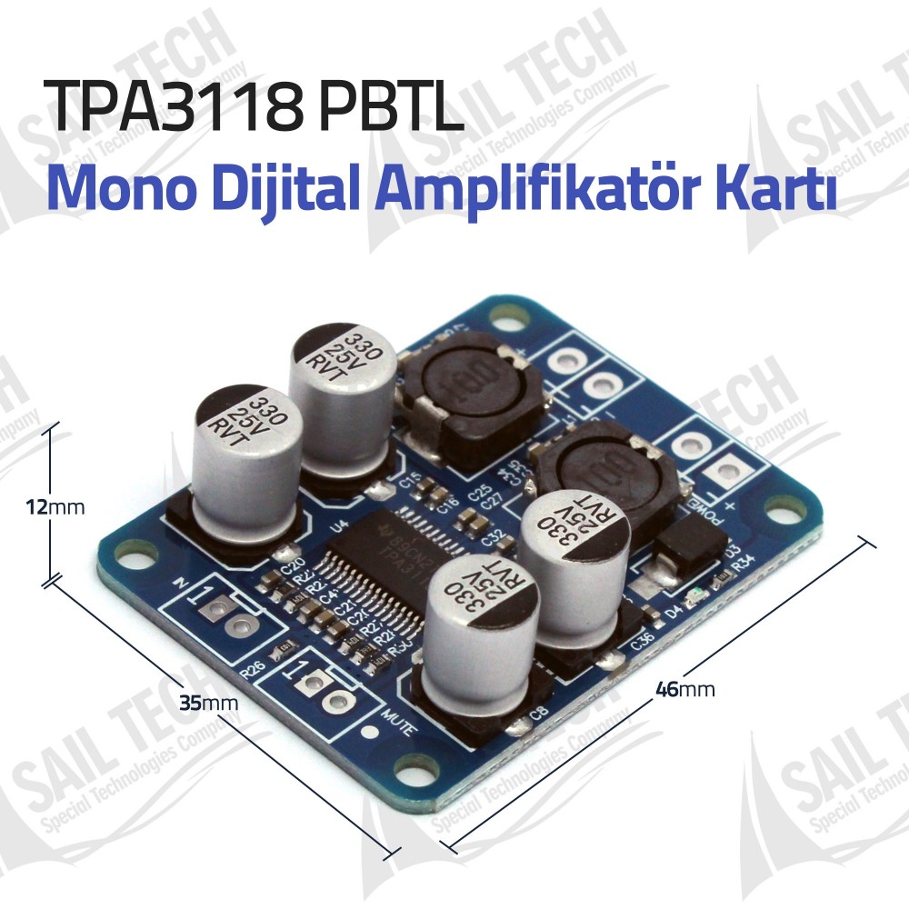 TPA3118 PBTL Mono Dijital Amplifikatör Kartı