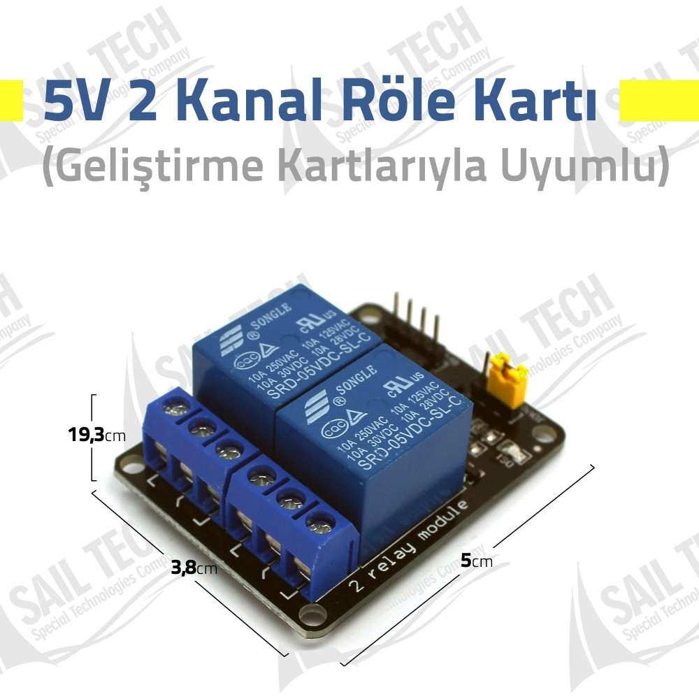 5V 2 Kanal Röle Kartı