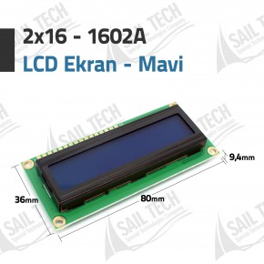 2x16 LCD Ekran Mavi - 1602A