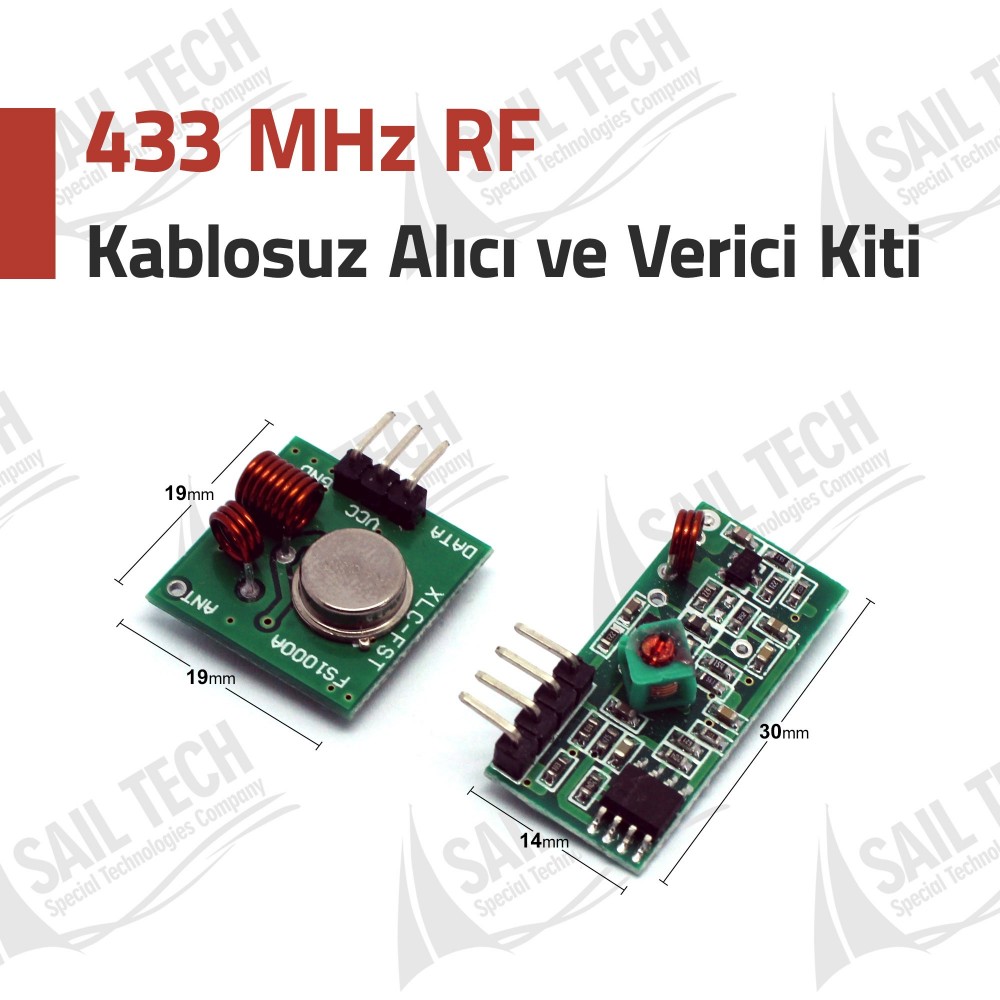 433 Mhz RF Kablosuz Alıcı Verici Kiti (Transmitter - Receiver)