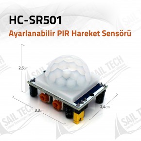 HC-SR501 PIR Hareket Sensörü (Devreli - Ayarlanabilir)